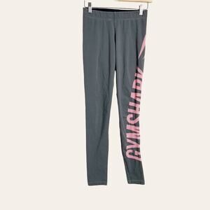 Gymshark Dry Gray and Pink Side Logo Pull On Athletic Leggings Size Small